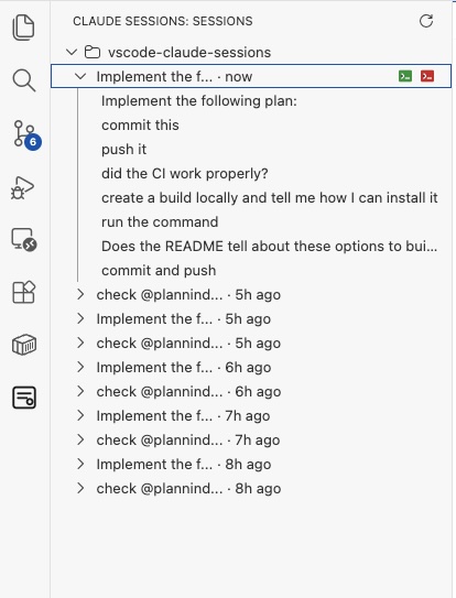 Claude Sessions Explorer - Expanded session showing prompts