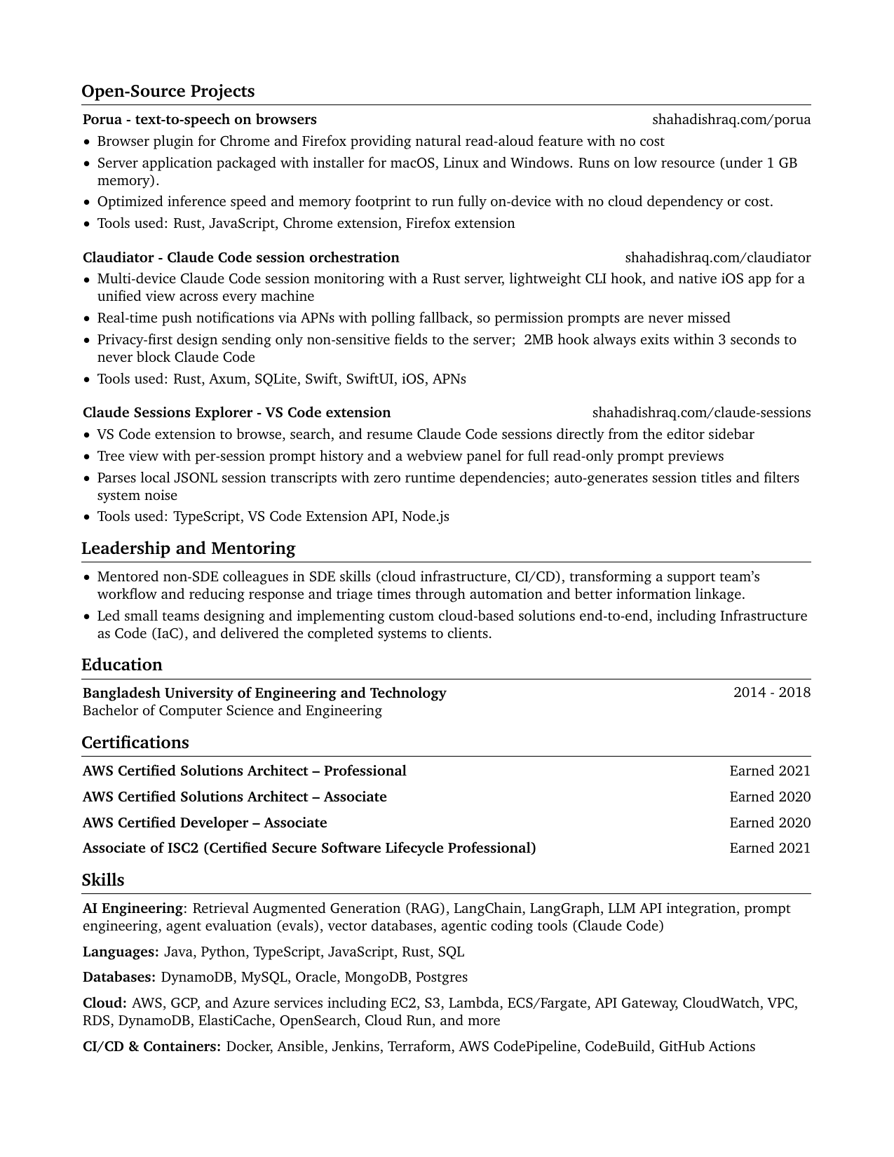 Resume of Shahad Ishraq, page 2